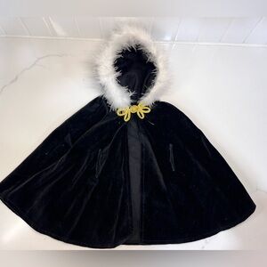 Vintage Daisy Kingdom Doll Cape Black with Fur 17"-19" Doll Clothing